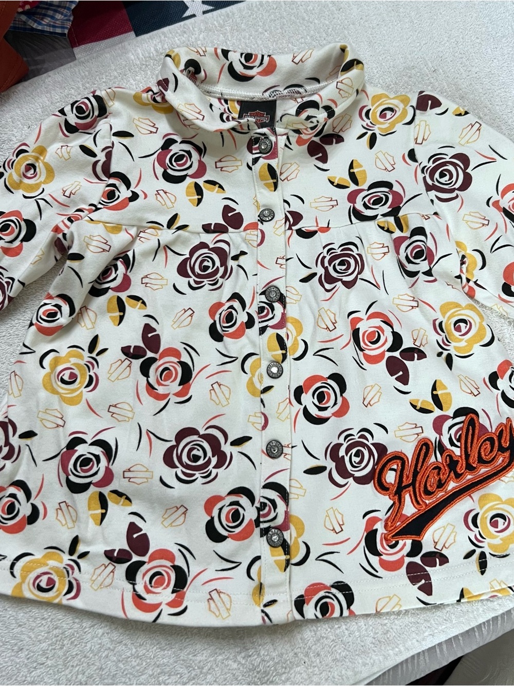 Harley-Davidson Baby Girls 3T Floral Snap Front Shirt 100% Cotton 2013